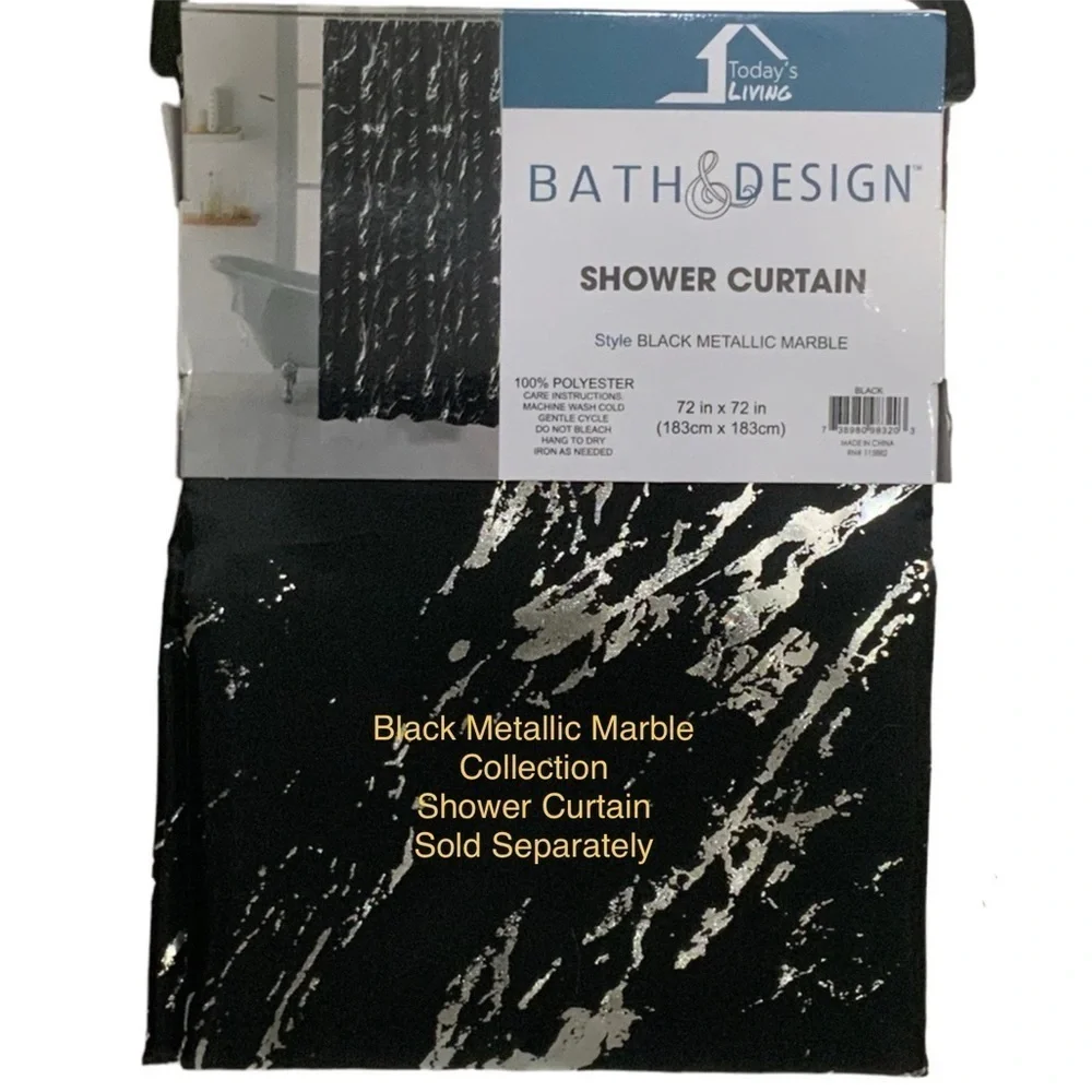 Black Metallic Marble Toilet Seat Black Silver Collection Chic Luxury Decor
